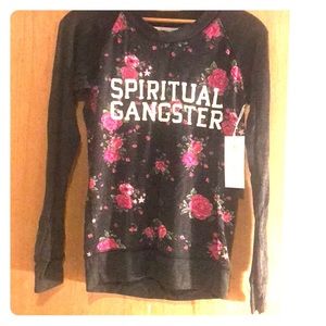 Spiritual Gangster long sleeve floral sweater NWT